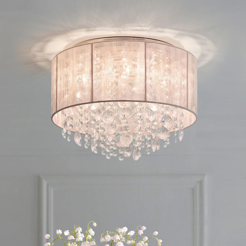 Elegant Crystal Drum Ceiling Light