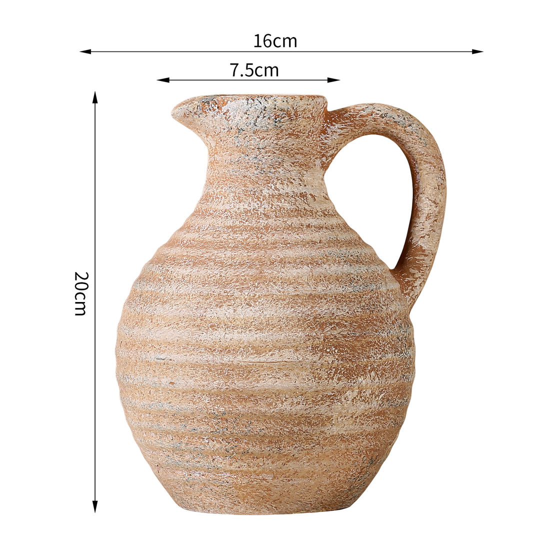 Handcrafted ceramic vase with ribbed structure