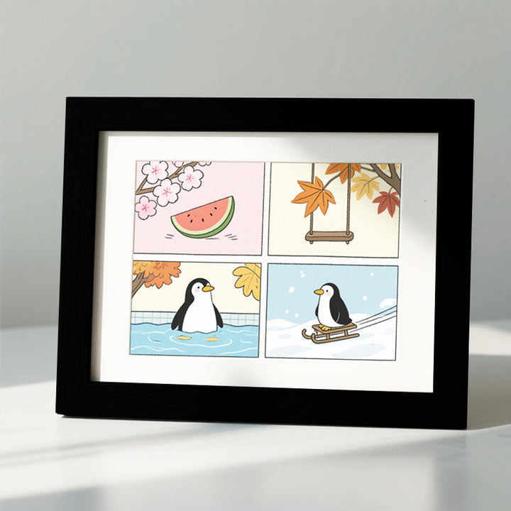Whimsical Penguin Themed Art Frame