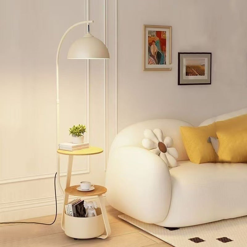 Modern Arc Floor Lamp with Integrated Side Table