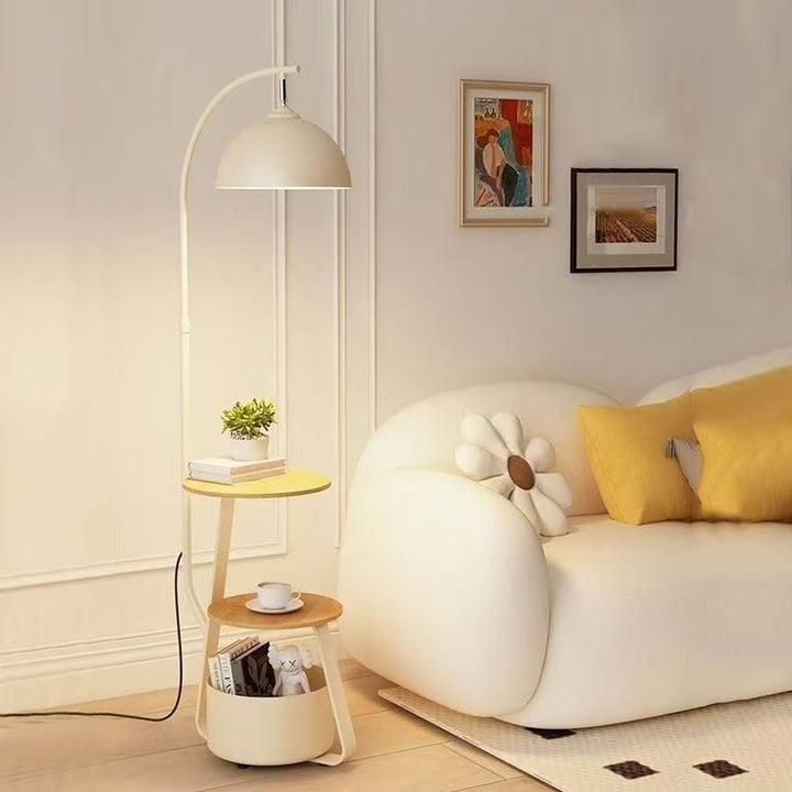 Modern Arc Floor Lamp with Integrated Side Table