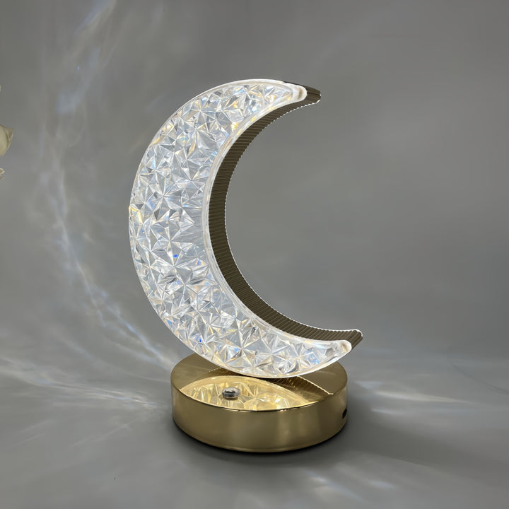 Decorative crystal-textured oval LED table lamp with dimmable touch base