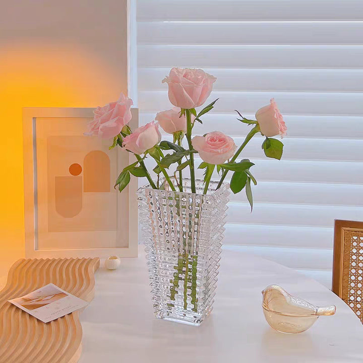 Geometric Red Glass Vase