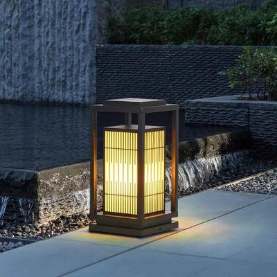 Outdoor Solar Lantern Path Light with Decorative Frosted Glass Panels