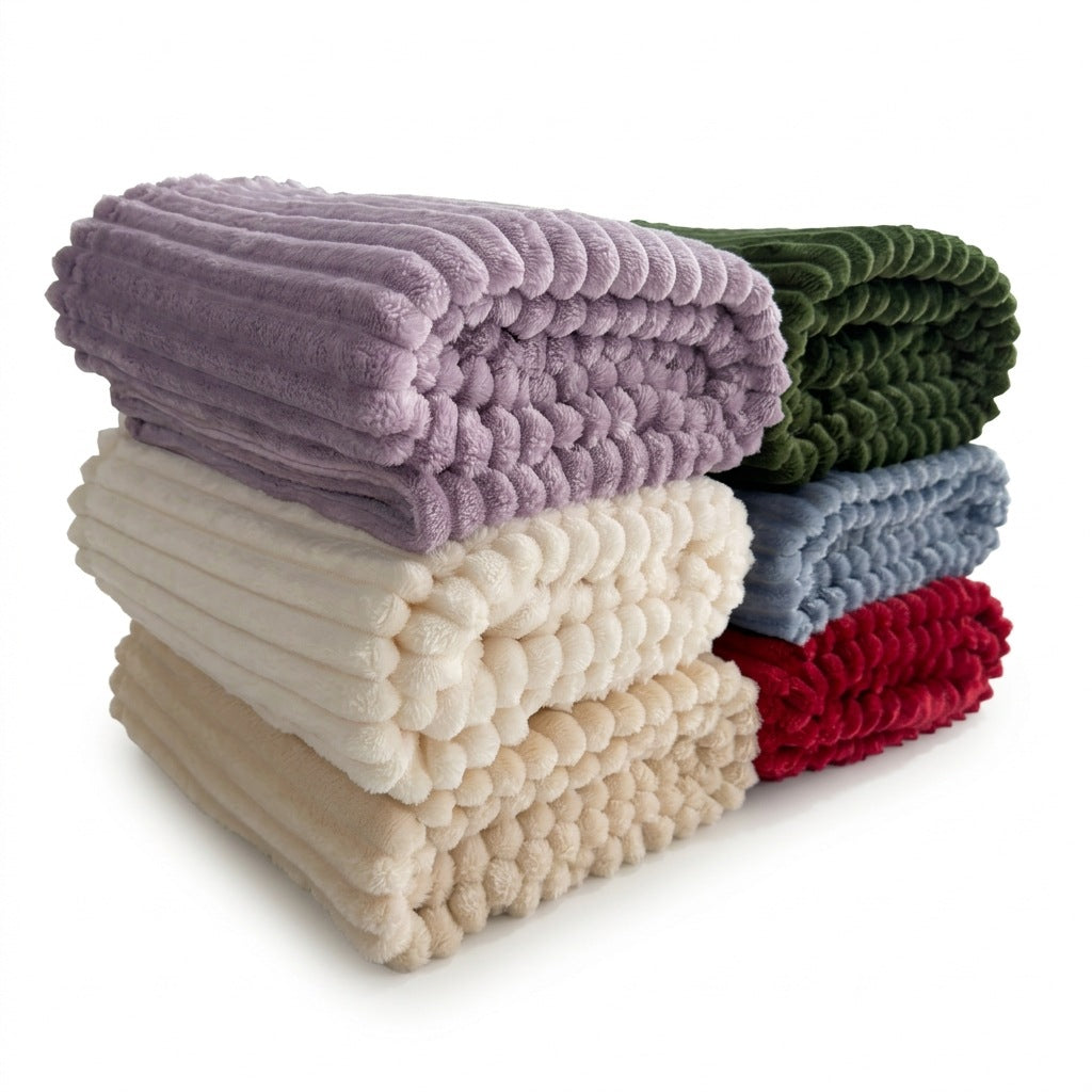 Luxury Ribbed Faux Fur Throw Blanket