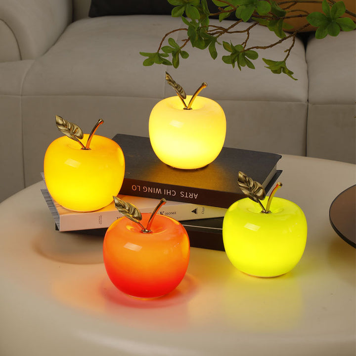 Ceramic Apple Table Lamp with Brass Rod and Metal Base