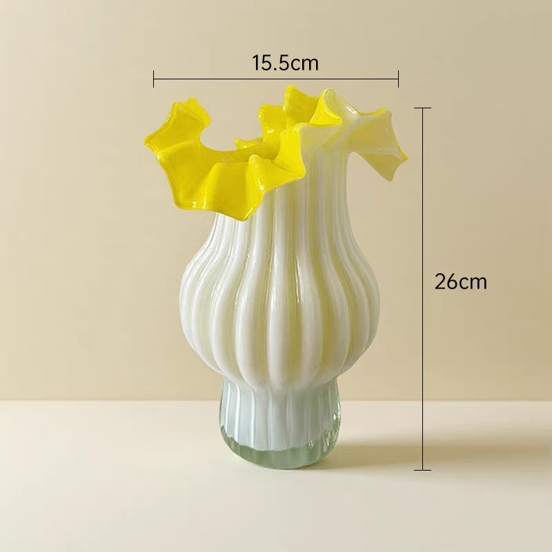 Decorative Ribbed Glass Vase