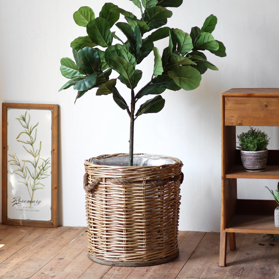 Handcrafted laundry basket with weaving