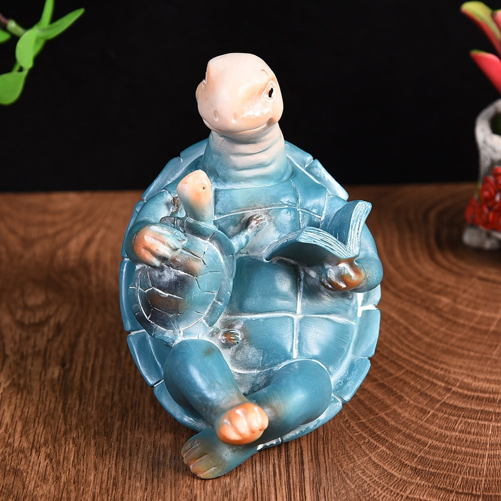 Reading Turtle Figurine