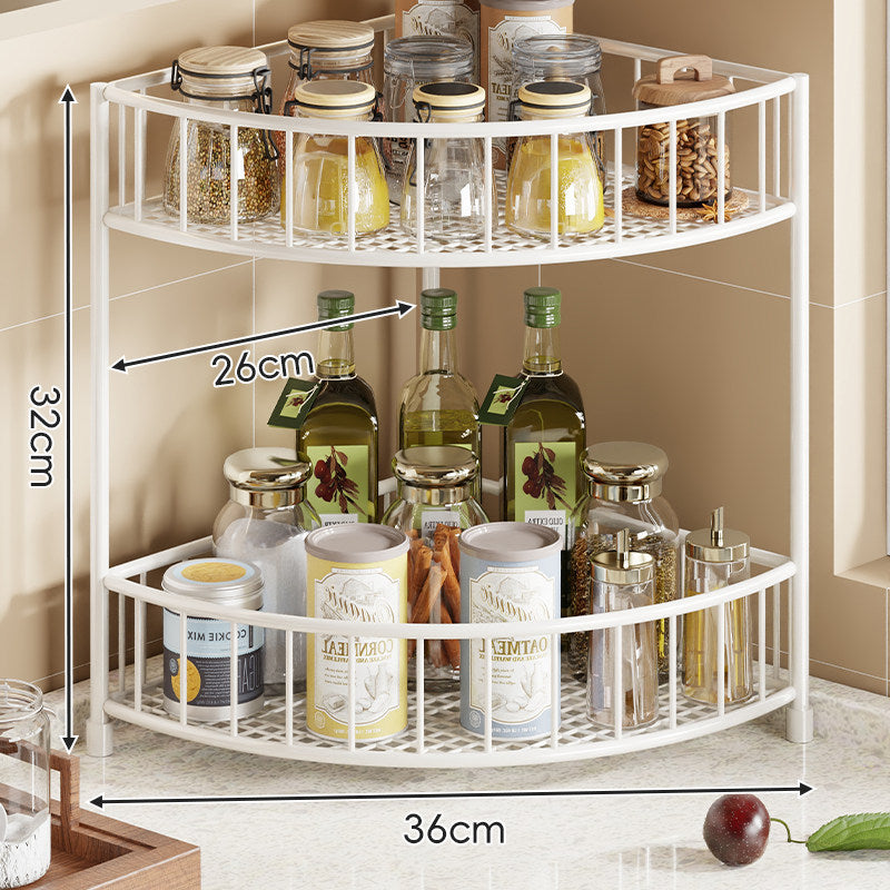 Triangular Triple-Tier Gold-Plated Corner Pantry & Spice Organizer