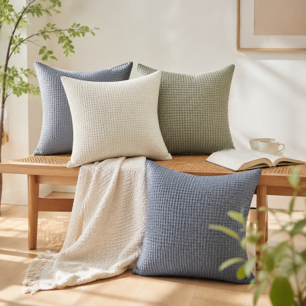 Textured Waffle Weave Throw Pillow