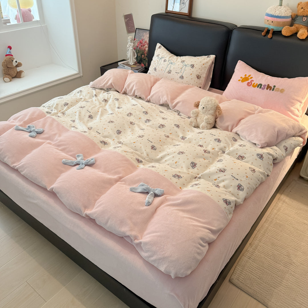 Soft Flannel Checkered Duvet Cover Set