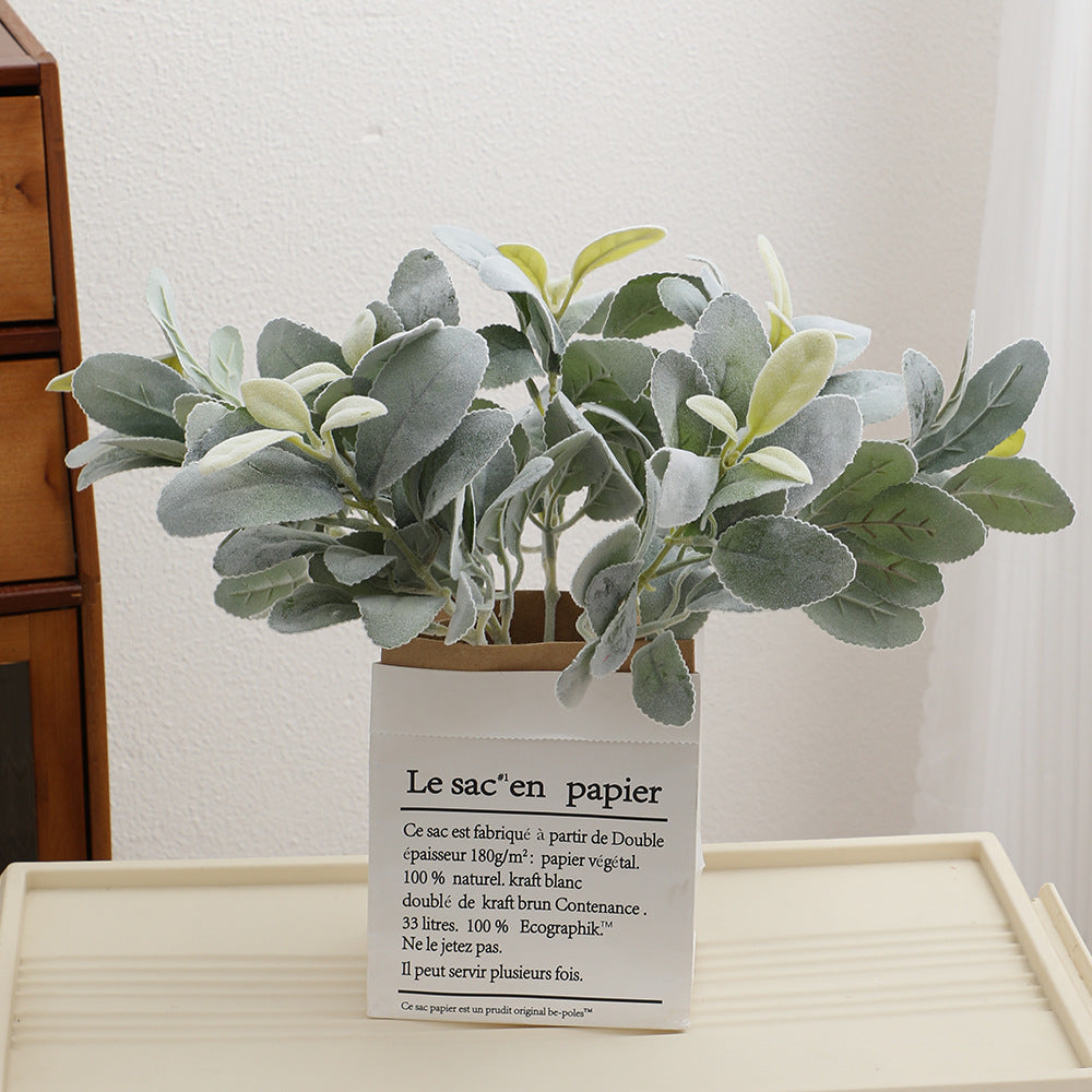 Decorative artificial flower branch with fine leaves