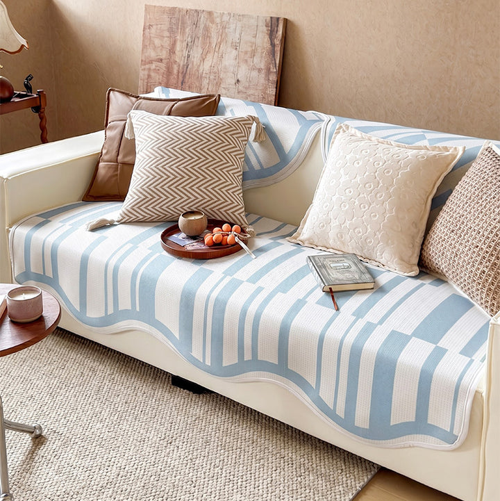 Elegant Striped Sofa Throw Cover
