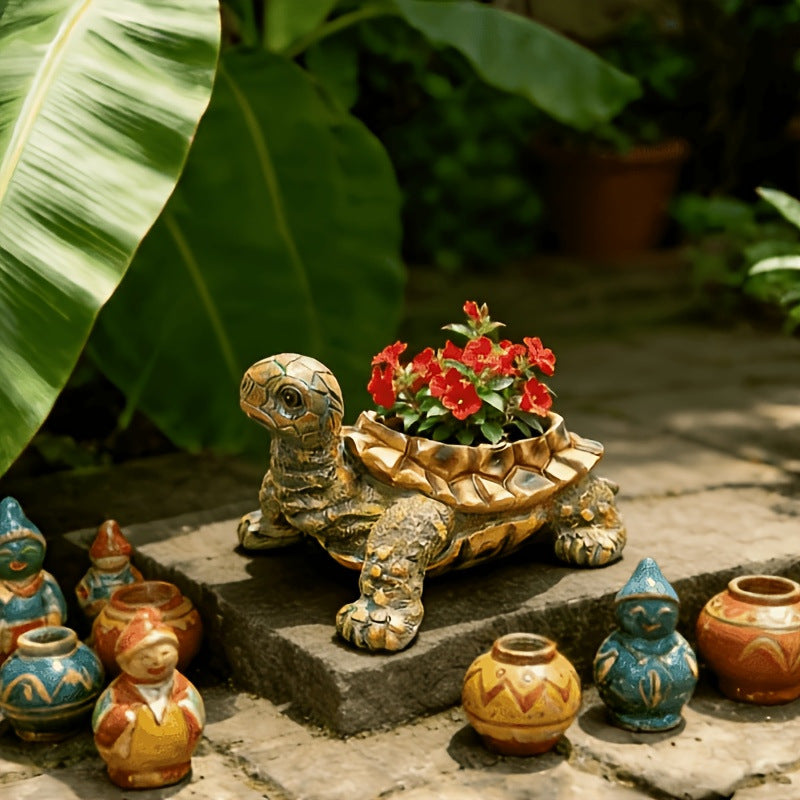 Turtle-Shaped Decorative Planter