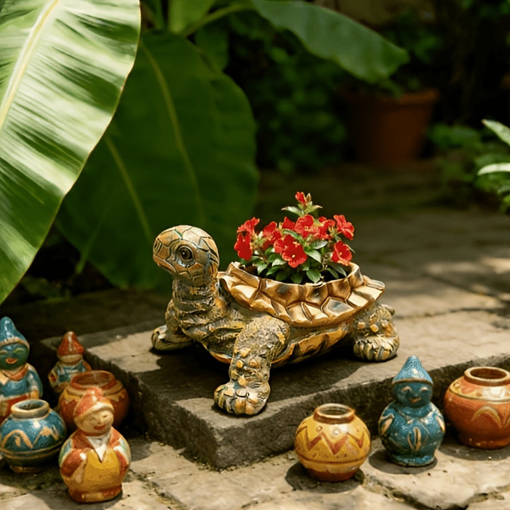Turtle-Shaped Decorative Planter