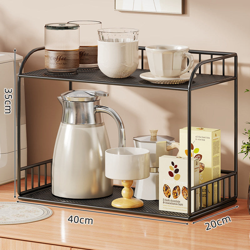Compact Two-Shelf Mobile Kitchen & Home Service Trolley with Perforated Metal Shelves