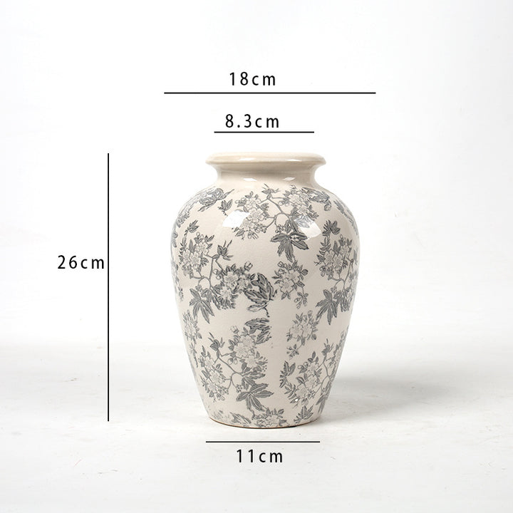 Elegant floral ceramic carafe