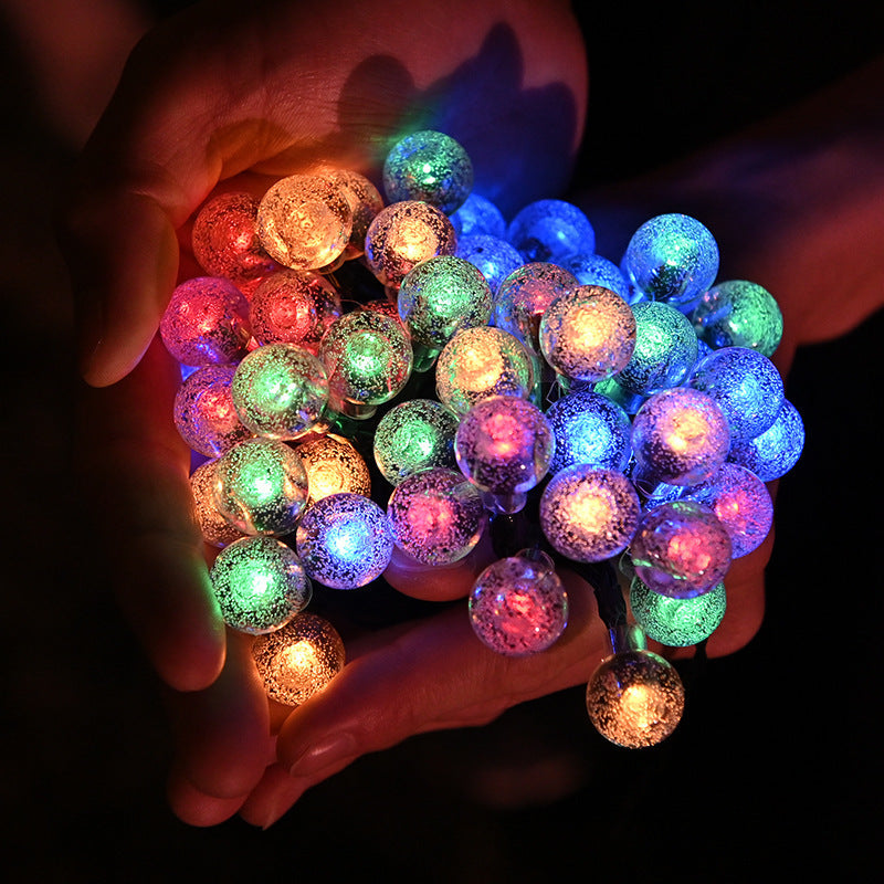 Decorative string lights with colorful crystal balls