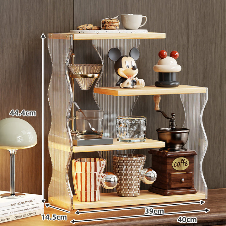 Tiered Acrylic-Wave Countertop Display Shelf Organizer