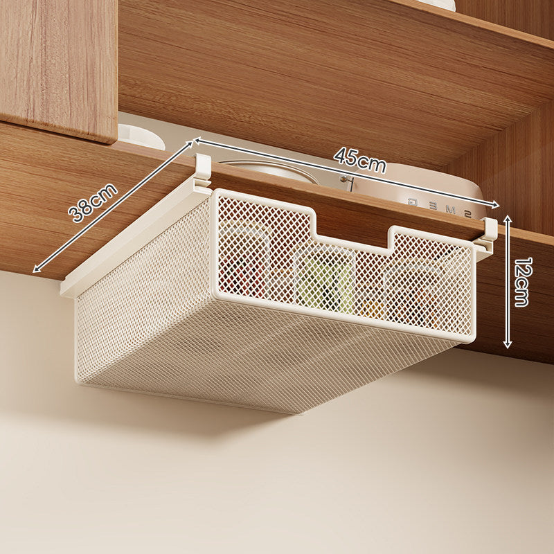 Clip-On Under-Shelf Slide-Out Mesh Storage Basket Organizer