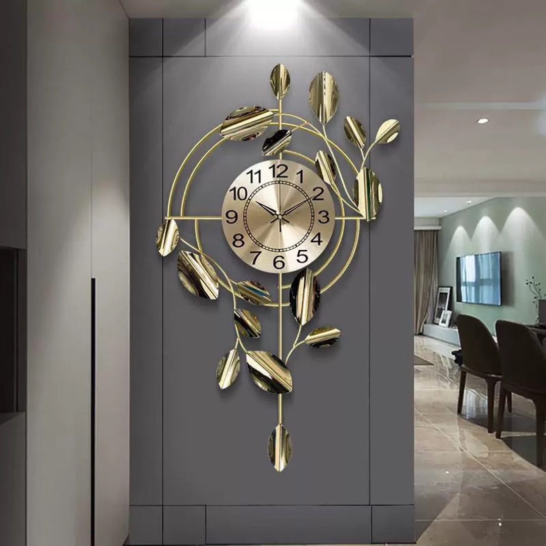 Decorative Wall Clock with Leaf Design