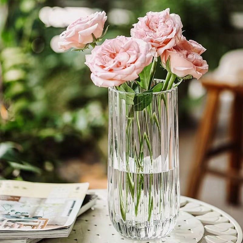 Elegant Ripple Glass Flower Vase