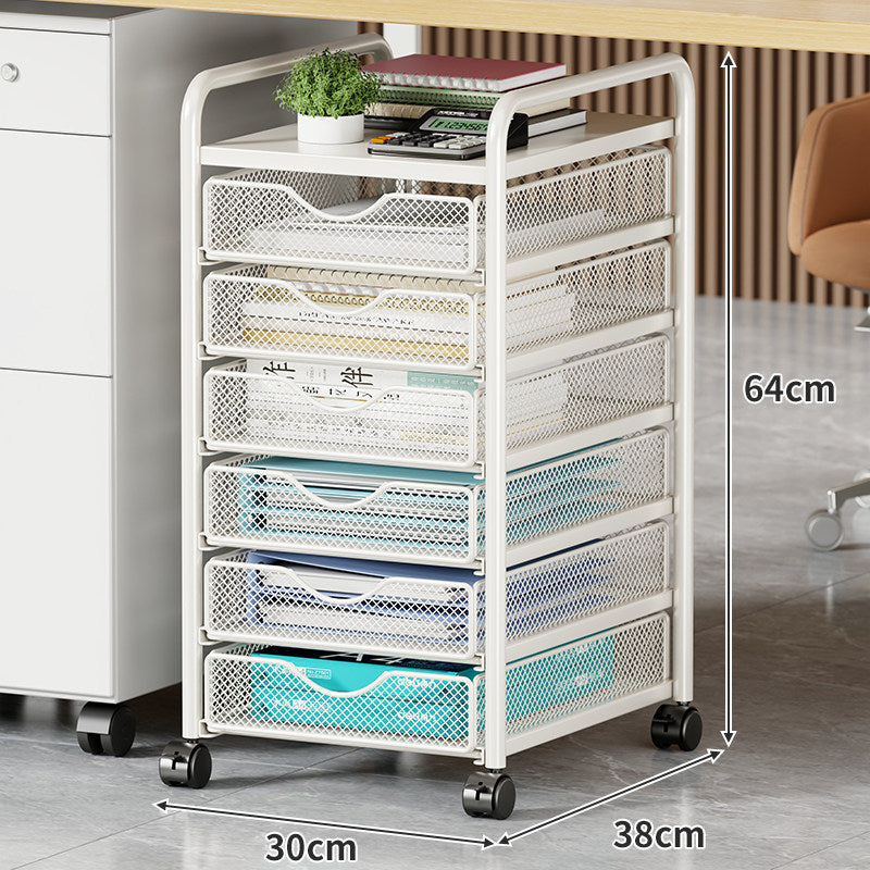 Multi-Drawer Mobile Mesh File and Office Organizer Cart with Locking Casters