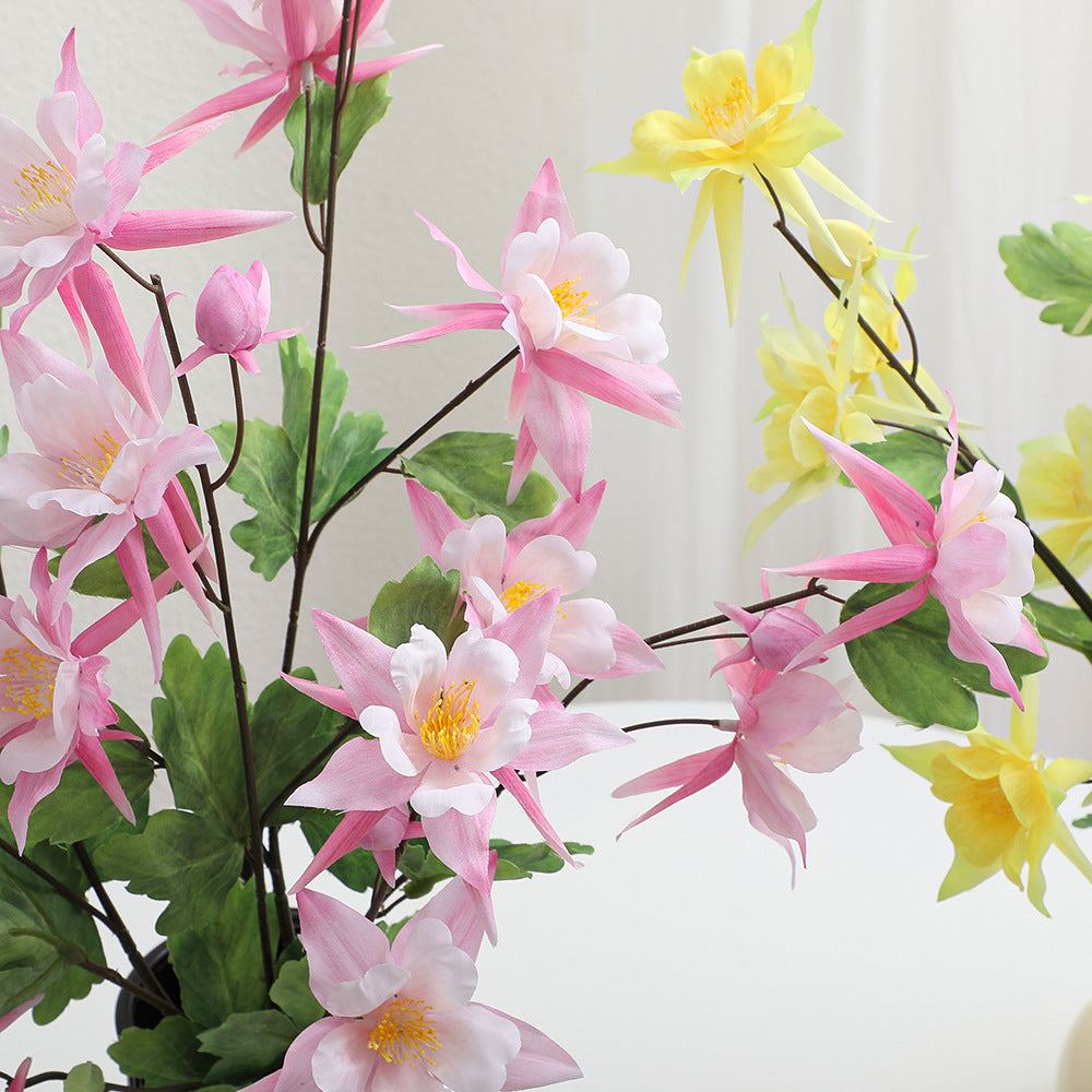 Artificial bouquet with intricate flowers and leaves