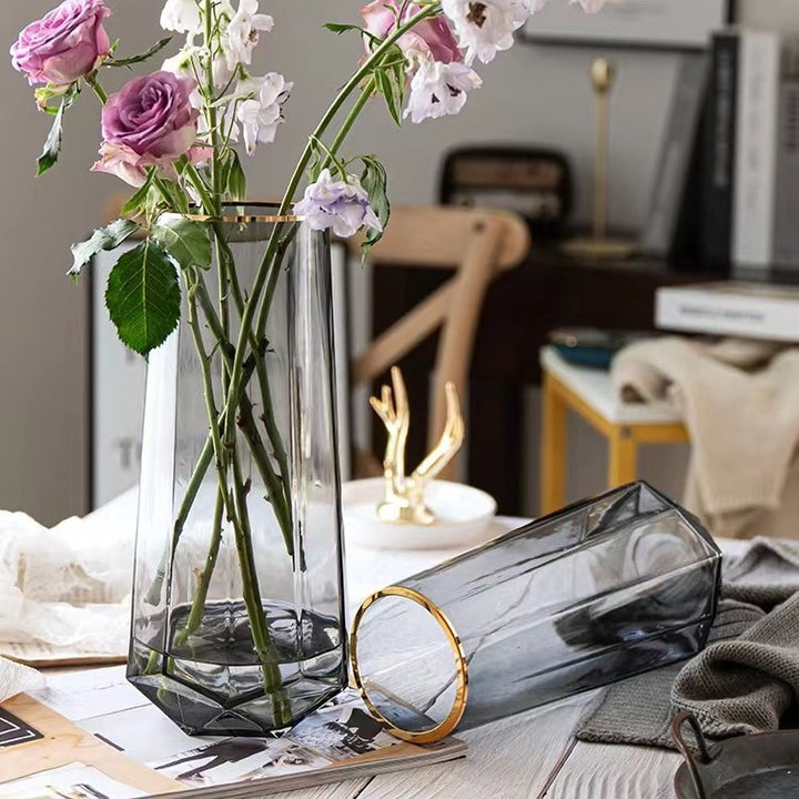 Geometric Decorative Glass Vase