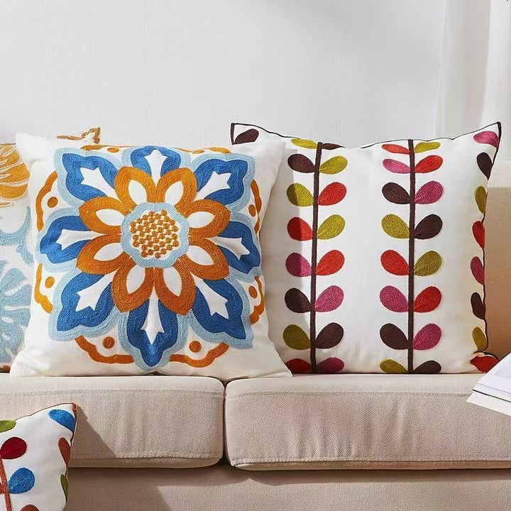 Embroidered Floral Accent Pillow