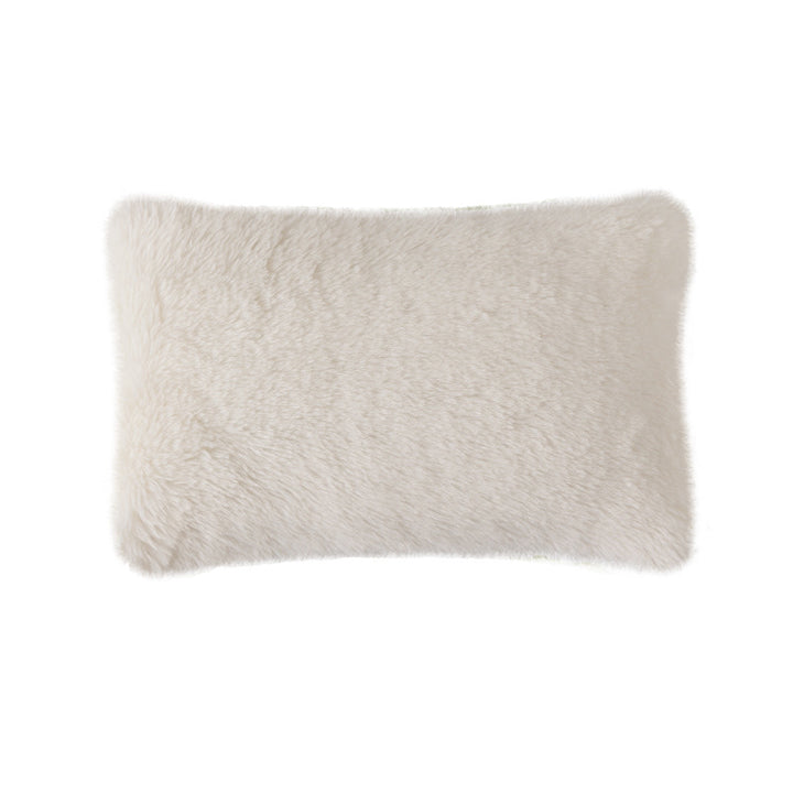 Rectangular faux fur decorative cushion with wavy plush surface