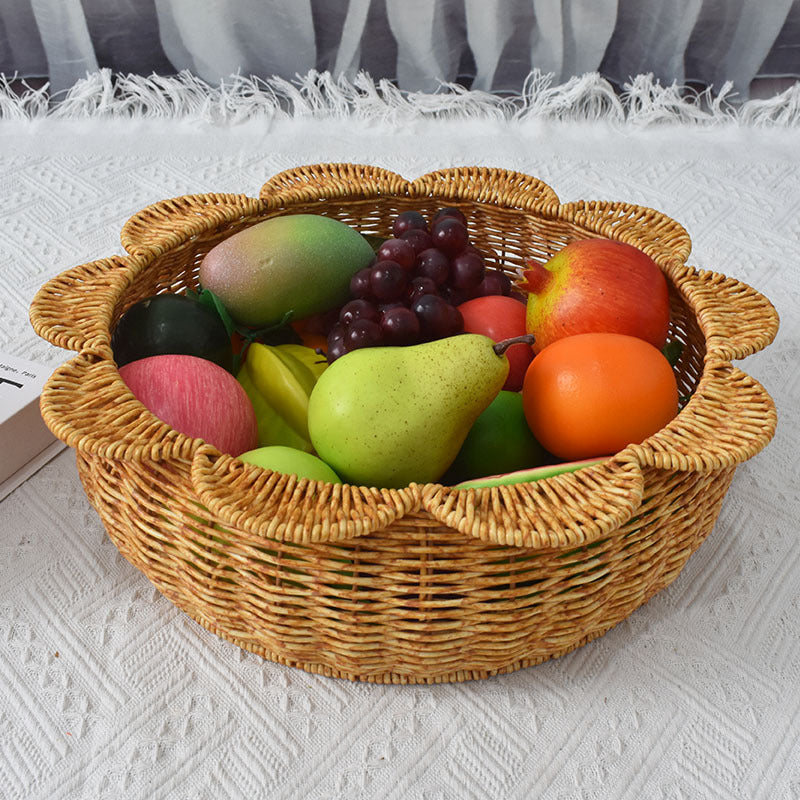 Decorative Woven Flower-Shaped Basket