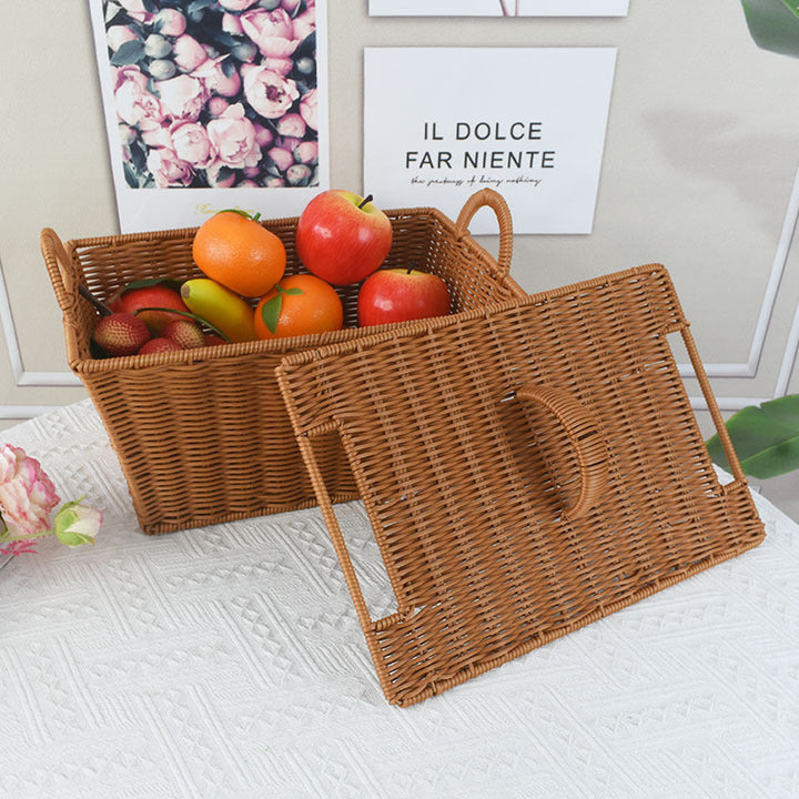 Handcrafted Woven Storage Basket with Lid