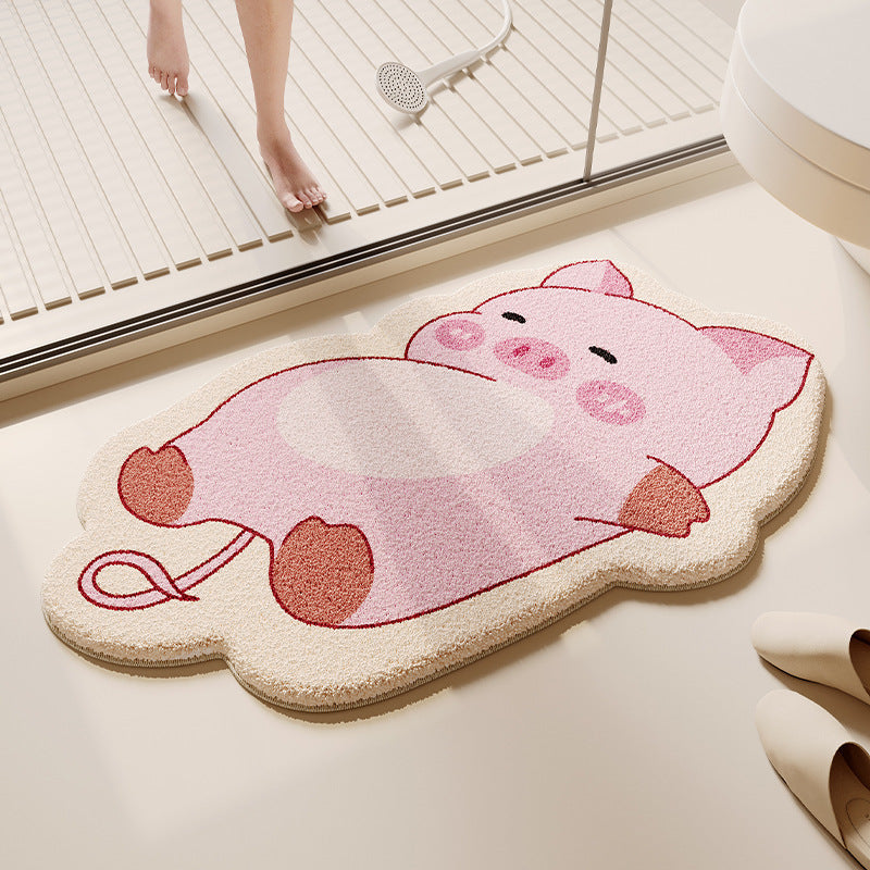 Cute Cartoon Cat-Shaped Bath Mat