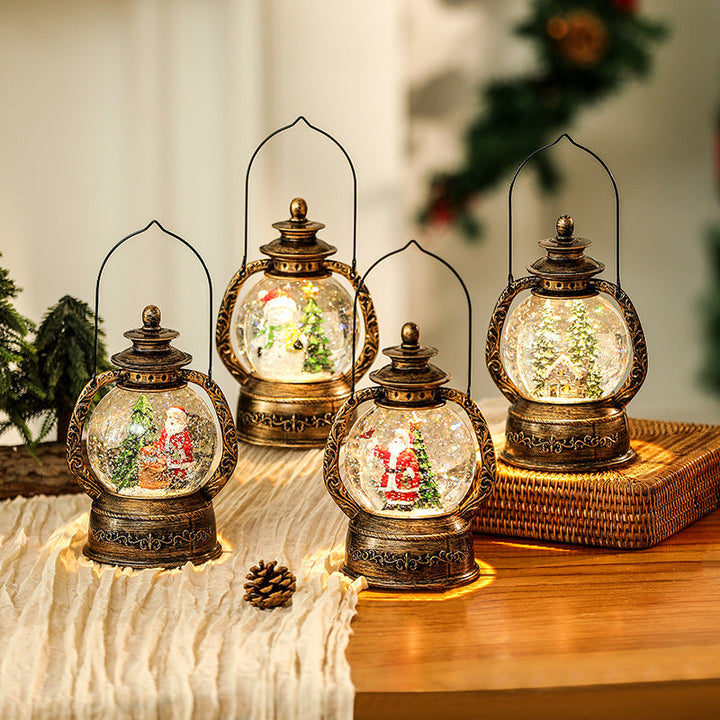 Nostalgic Christmas lantern with snow globe