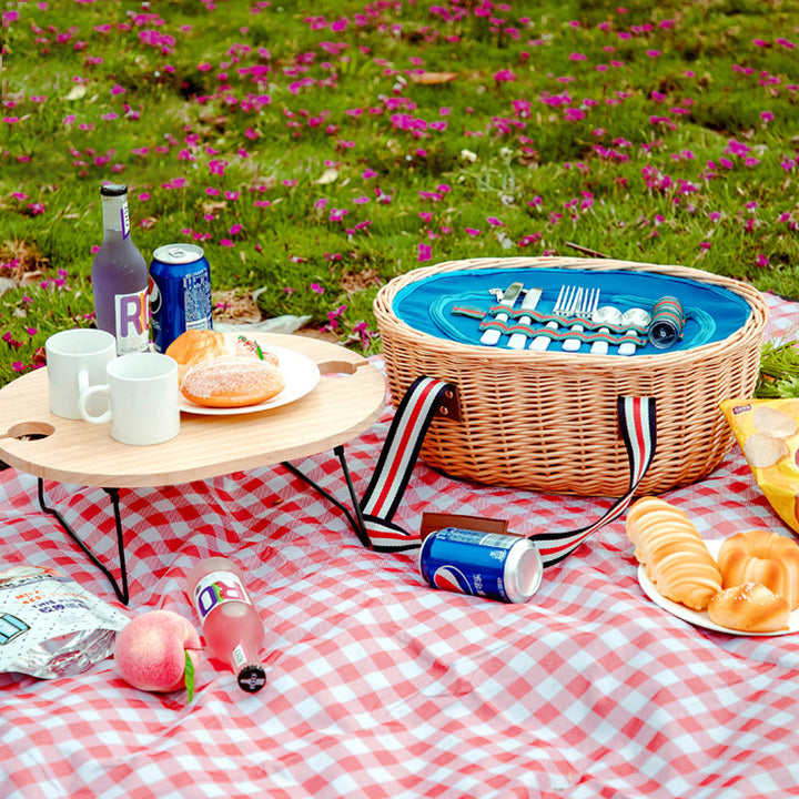 Exclusive basket with handles made of woven rattan