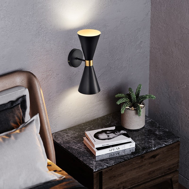Mid-Century Double-Conen Wall Lamp with Brass Accent