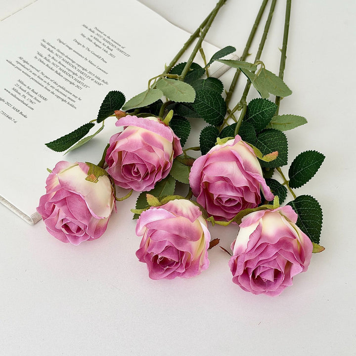 Artificial rose branch with realistic appearance