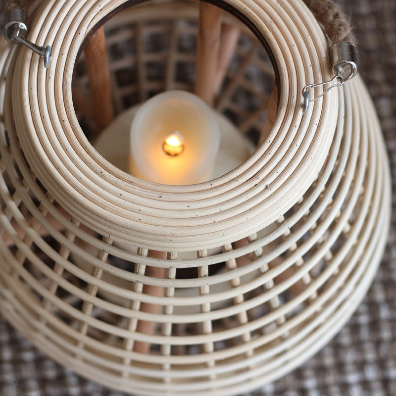 Decorative Rattan Lantern with Carry Handle