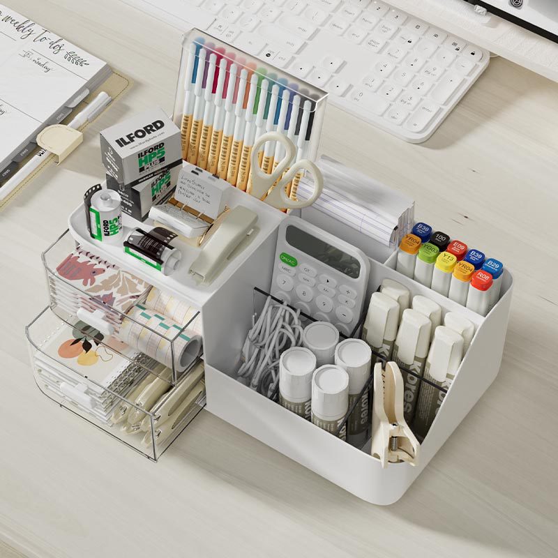 Multi-Functional Desk Organizer with Drawers and Compartments