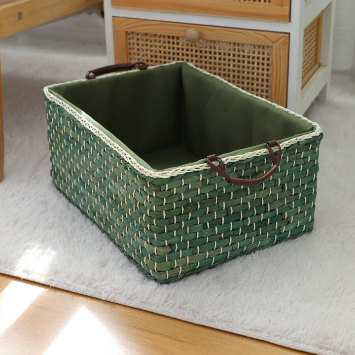 Handcrafted organizer basket with two handles
