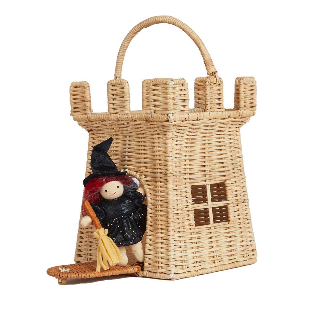 Playful basket in castle design