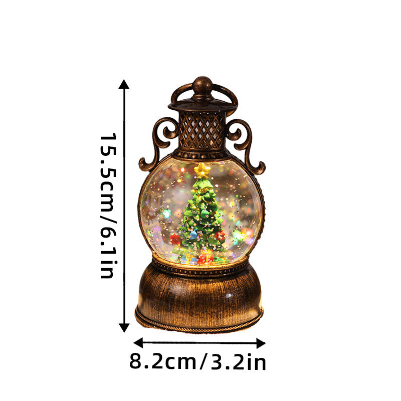 Nostalgic Christmas lantern with movable snowman scene