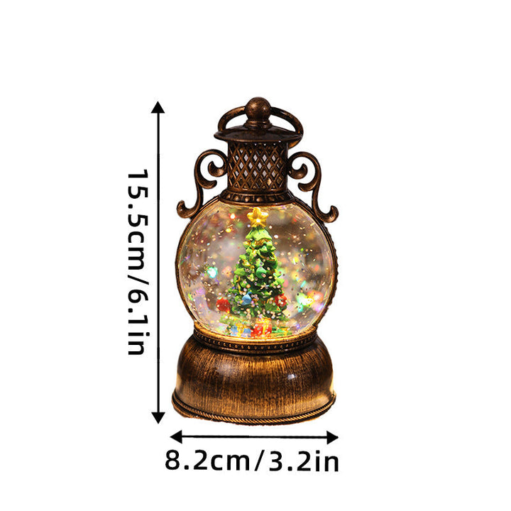 Nostalgic Christmas lantern with movable snowman scene