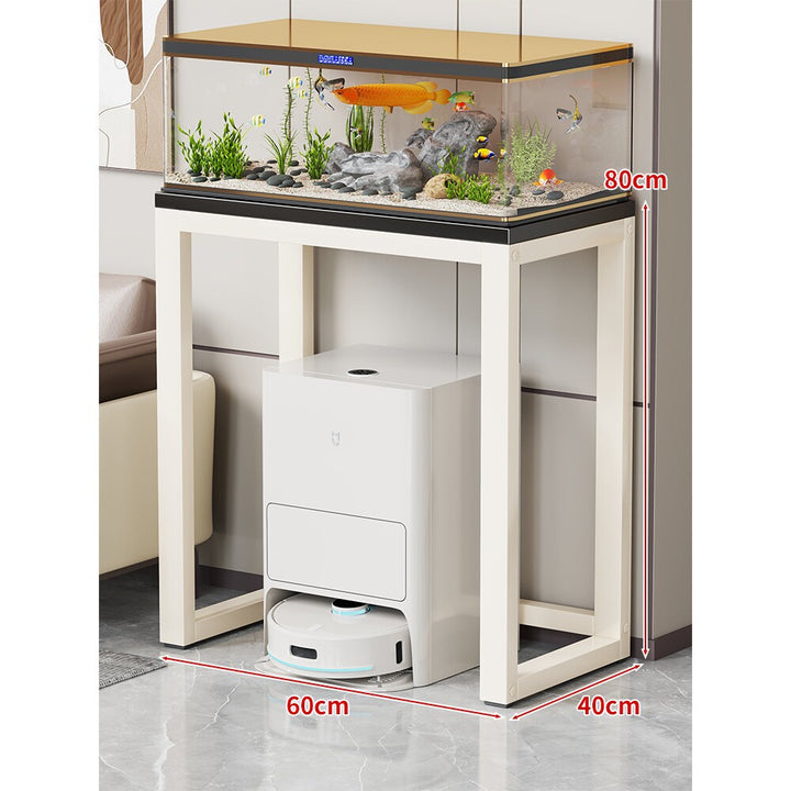 Modern Metal Frame Aquarium Console Table with Integrated LED Hood