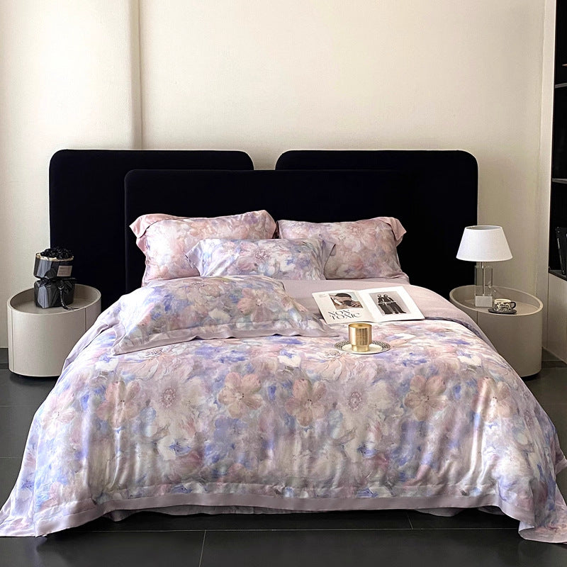 Decorative Luxury Floral Satin Duvet Cover Set Avarnia
