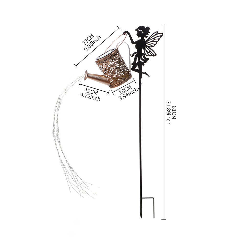 Solar Watering Can Fairy Garden Stake Light