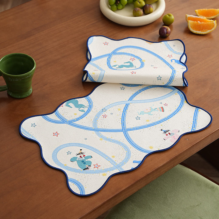 playful kids' placemat made of non-slip washable silicone with animal designs