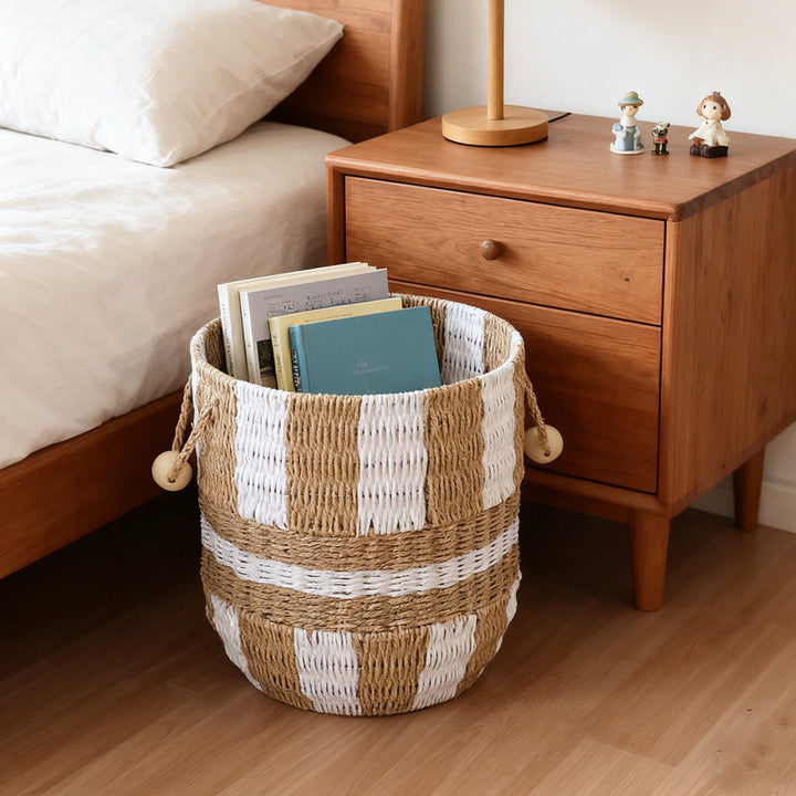 Handcrafted storage bucket made of pocket fabric